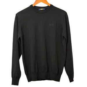 Roberto Cavalli Class Mens 100% Wool Sweater Black Long Sleeve Crew Neck Size S?